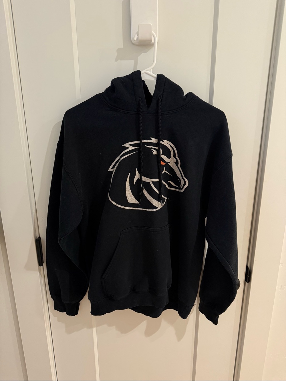 Black Boise State Hooded Pullover Sweatshirt with Horse Logo